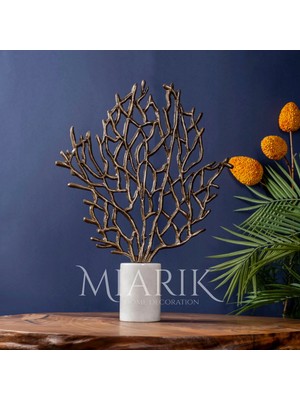 Miarik Design Dekoratif Obje Mermer Kaideli Pirinç Metal Hayat Ağacı