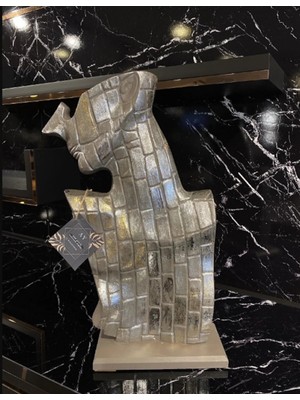 Miarik Design Dekoratif Ahşap Kare Detaylı Soyut Yüz Dekoratif Obje 50 x 25 cm