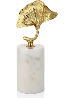 Miarik Design Dekoratif Beyaz Mermer Kaideli Tekli Gold Mantar Dekor