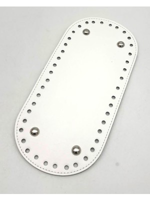 Angel Çanta Aksesuar Suni Deri Beyaz Renk Oval Taban 25X12 cm Silvery Metalli