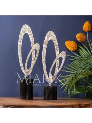 Miarik Design Dekoratif Gri Mermer Kaideli Gümüş Kelebek Obje