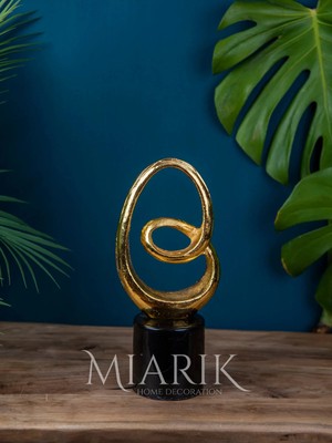 Miarik Design Dekoratif Mermer Kaideli Gold Uzun Düğüm Obje