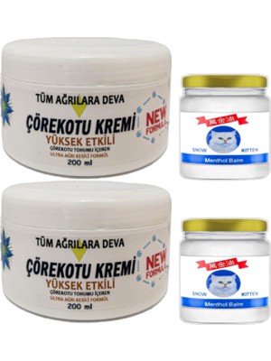 Tiklad Çörek Otu Kremi White Box 2 Adet 200 ml + 2 Adet Snow Kitten 50 ml Menthol Balm / Seti
