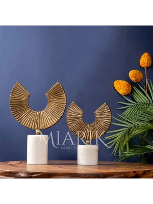 Miarik Design Dekoratif Mermer Kaideli Eskitme Yarım Ay Obje