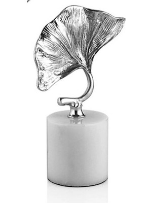 Miarik Design Dekoratif Beyaz Mermer Kaideli Tek Gümüş Mantar Dekor