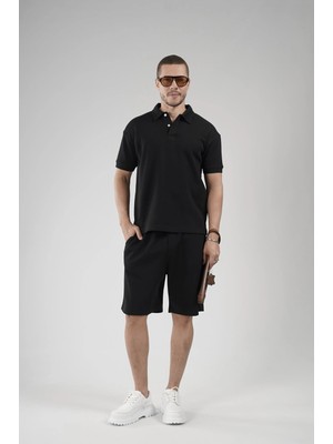 Yarım Oversize Kalıp Polo Yaka Erkek Şort Takım
