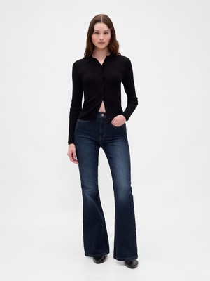 Gap Kadın Koyu Mavi High Rise '70S Flare Jean Pantolon