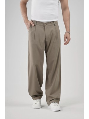 Baggy Kalıp Pileli Kumaş Pantolon