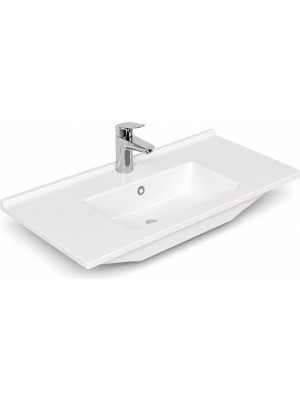 Dura Sees Tezgah Üstü Slim Lavabo 80X46,5 cm Dolap Uyumlu Batarya Delikli Beyaz | 5820