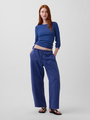 Gap Kadın Kobalt Mavisi Easy Double-Knee Barrel Pantolon