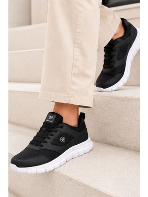 Liarca Purewalk Unisex Siyah Beyaz Kalıntabanlı Spor Ayakkabı - Hafif Esnek Günlük Yürüyüş Sneaker Rahat Koşu ve Şehir Ayakkabısı