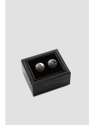 Abbate 98504 Silver Koyu Gri Erkek Kol Düğmesi