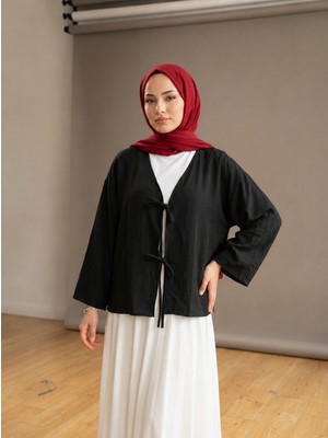 Miostil Ön Bağlamalıtunik-Siyah