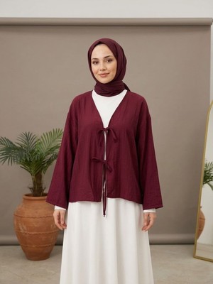 Miostil Ön Bağlamalıtunik-Bordo