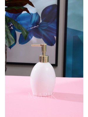 Miarik Design Gold Altın Detaylı Mermer Oval Sıvı Sabunluk