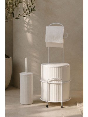 Decorev Modern Banyo Seti – Kapaklı Çöp Kovası, Tuvalet Kağıtlığı ve Wc Fırçası | Minimal Tasarım