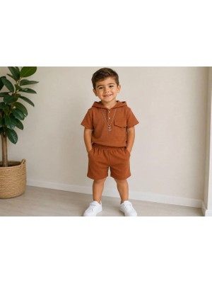 Rüya Kids Erkek Çocuk Yazlık Şortlu Waffle Kumaş 2 Li Alt Üst Takım