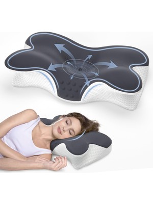 Shufa Kelebek Tasarımlı Ortopedik Boyun Destek Yastığı – Yavaş Yükselen Memory Foam Ergonomik Uyku Yastığı