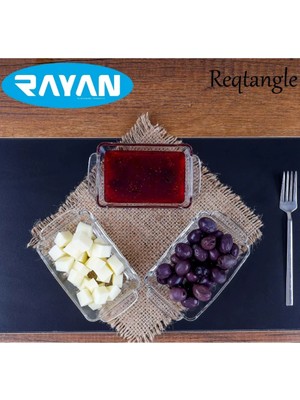 Hace Bazaar Reqtangle Tekli Dikdörtgen Cam Kahvaltılık -81484