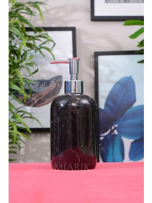 Miarik Design Siyah Renk Gümüş Detaylı Mermer Sıvı Sabunluk