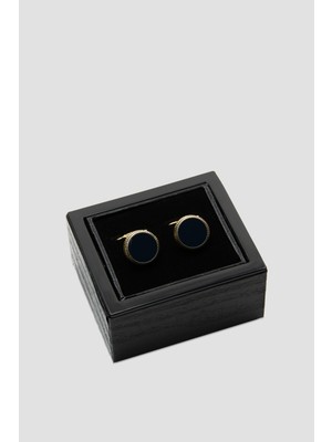 Abbate 98518 Gold Lacivert Erkek Kol Düğmesi