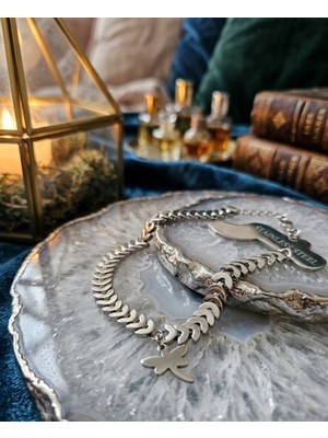 Stainless Steel Gümüş Renk Kılçık Pul Çelik Halhal