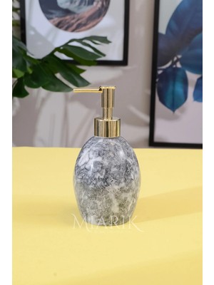 Miarik Design Gold Altın Detaylı Mermer Oval Sıvı Sabunluk