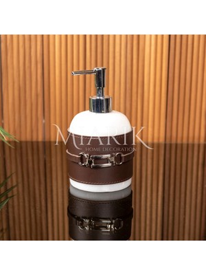 Miarik Design Deri Detayli Mermer Sivi Sabunluk