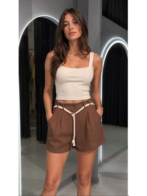 362 Fashion Butik Zincirli Keten Şort