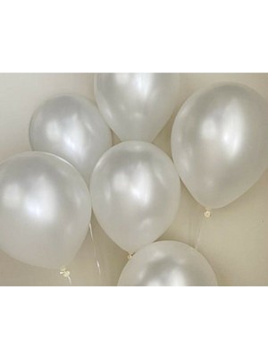 Bal10 Dünyası 12 İnç Metalik Beyaz Balon 10'lu Parlak Renkli Parti Malzemeleri