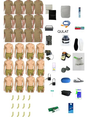 Qulat Seher Yıldızı 12'li Askerlik Seti Bedelli Acemi Temel Asker Malzeme Ekonomik Paket