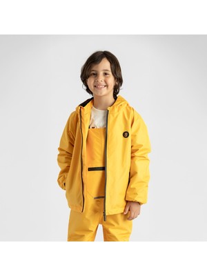 Ligenne Su Geçirmez Çocuk Yağmur Montu | Polar Astarlı Kapüşonlu Çocuk Yağmurluk | Pure Mustard