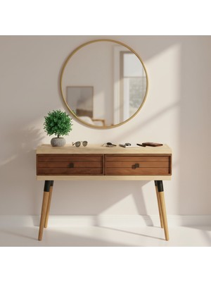 Mobenta Stria Entry: Modern Masif Dresuar 2 Çekmeceli Antre Konsolu - 120X31 Bz-Bk