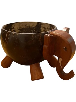 PORFEX Ahşap El Yapımı Fil Figürlü Kase