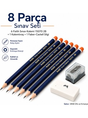 Fatih 8 Parça Sınav Seti - 6 Adet 2b Sınav Kalemi + Kalemtıraş + Silgi -Sınav Hazırlık Seti