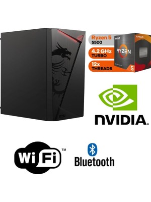 MSI Şafak-Ofis Pc Amd Ryzen 5 5500  32GB Ram Gt 4gb 500GB M.2 SSD 600W Win 11 Pro Wi-Fi Masaüstü Ofis ve Iş Bilgisayarı Kasa