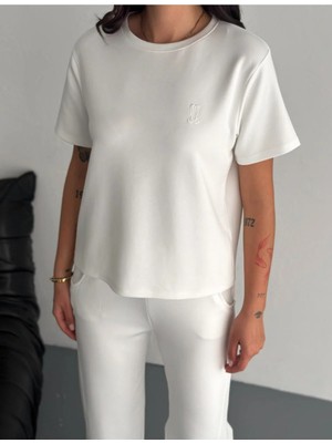 Kadın Modal Alt/üst Takım Kısa Kollu T-Shirt Bol Paça Eşofman Wide Lege Model