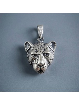 Ebrar Silver Gümüş Leopar Kolye Ucu 925 Ayar Gümüş Leopar Başlı Unisex Kolye Ucu