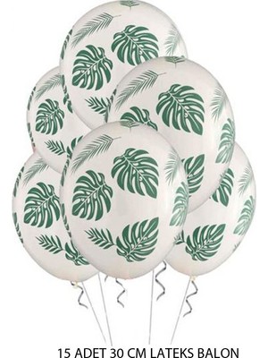 Pandoli Hula Hawai Partisi Palmiye Yaprağı Baskılı Latex Balon 15 Adet