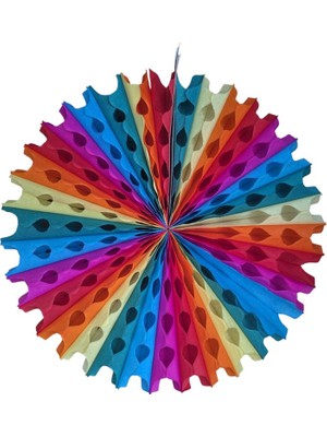 Pandoli Karışık Renk Rainbow Renk Kağıt Yelpaze Süs 30 cm 1 Adet Retro Hawai