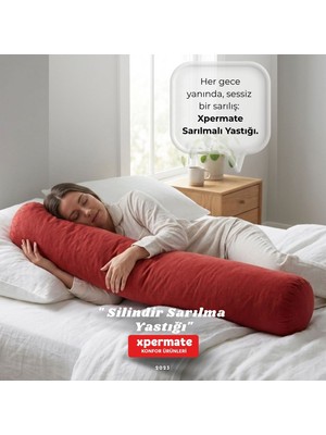 Xpermate Uzun Sarılma Yastığı Bacak Arası Diz Arası Yan Yatış Uyku Destek Silindir Yastık 150x20 cm