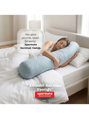 Xpermate Uzun Sarılma Yastığı Bacak Arası Diz Arası Yan Yatış Uyku Destek Silindir Yastık 150x20 cm