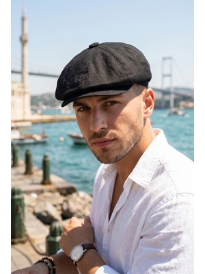 Yazlık Keten Peaky Blinders 8 Parçalı Erkek Kasket Şapka CP237