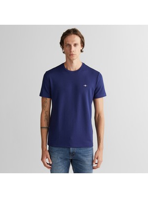 Gant Erkek Lacivert Relaxed Fit Bisiklet Yaka T-Shirt