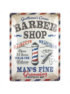 Nostalgic Art Barber Shop Metal Tablo 30 x 40 cm