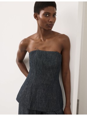 Marks & Spencer Keten Karışımlı Bandeau Bluz