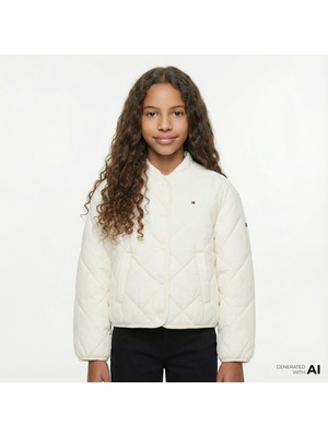 Tommy Hilfiger Quilted Çocuk Beyaz Ceket