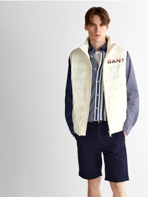 Gant Erkek Krem Regular Fit Dik Yaka Logolu Yelek
