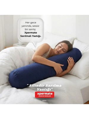 Xpermate Uzun Sarılma Yastığı Bacak Arası Diz Arası Yan Yatış Uyku Destek Silindir Yastık 150x20 cm