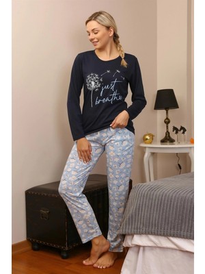 MiraLive Kadın Penye Uzun Kol Pijama Takım Laciver